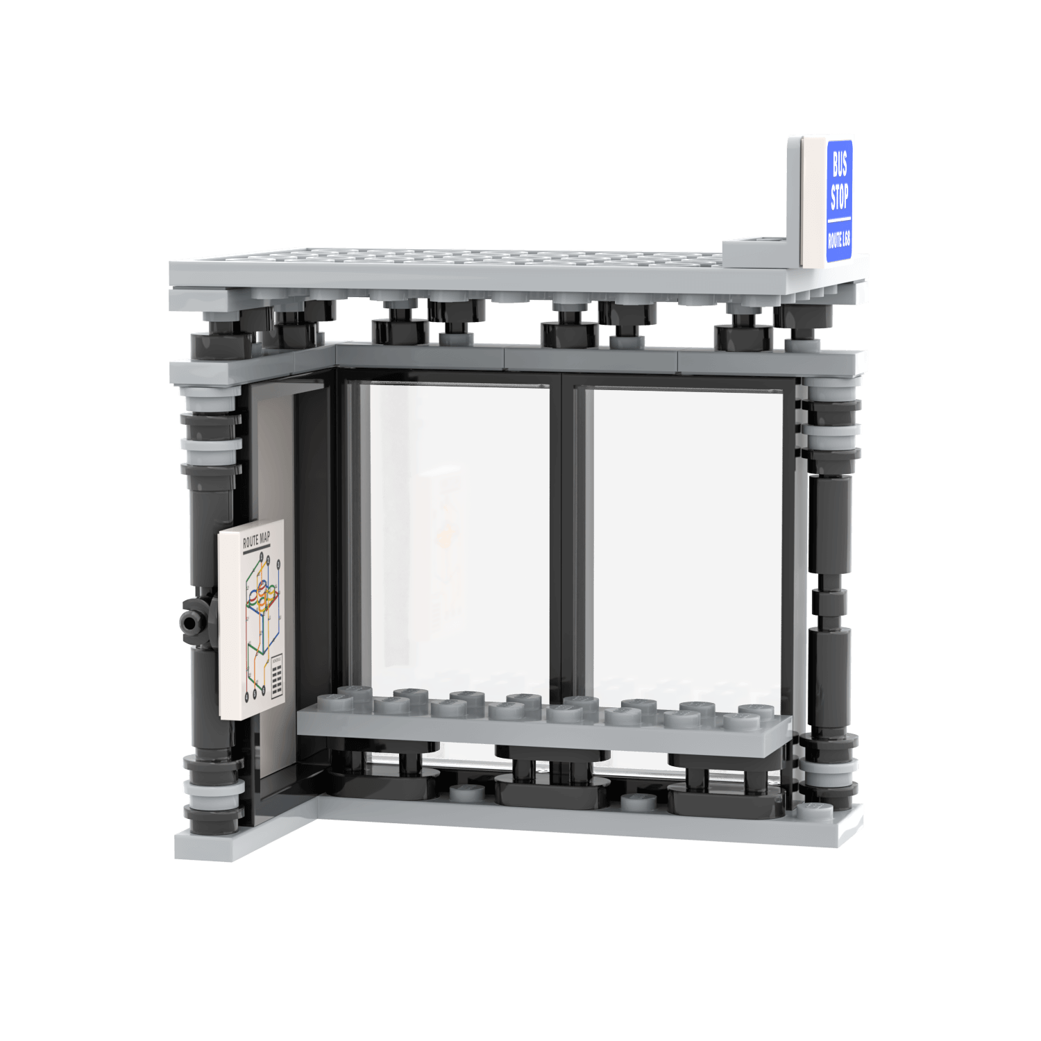 Bus Stop - Minifig Scale - Custom Printed - Made Using LEGO® Parts