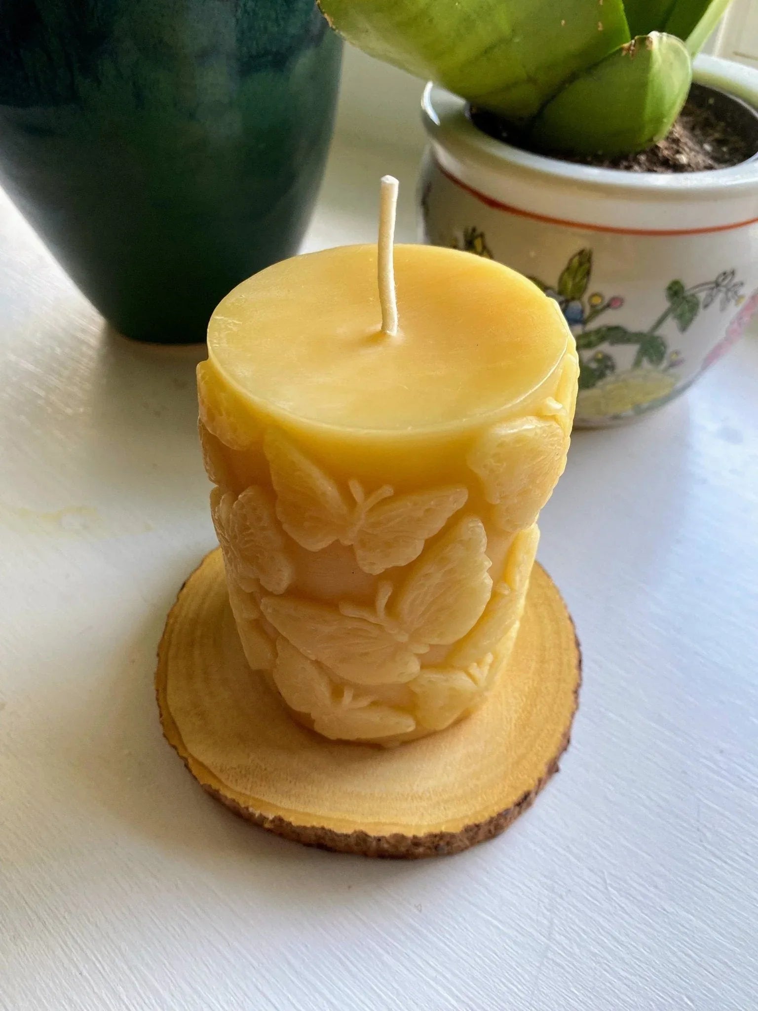 Butterflies Beeswax Pillar Candle - BIG FRENCHIES