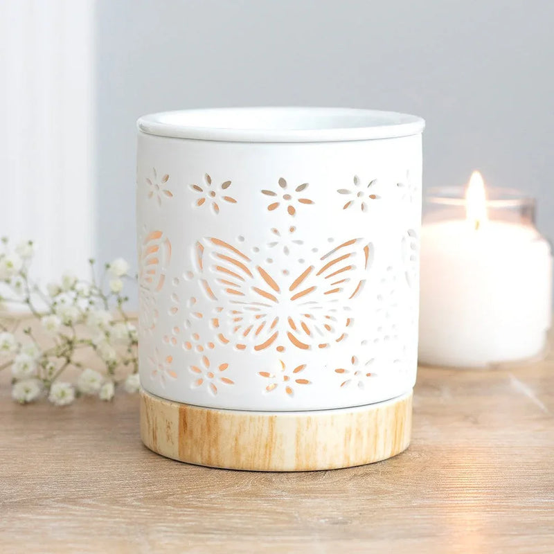 Matte Ceramic Butterfly Oil Burner and Wax Warmer - BIG FRENCHIES