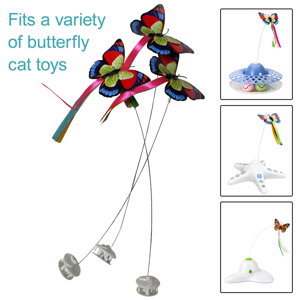 Caroline's Cats Butterfly Replacement Pack for Interacitve Butterfly Toy-Pet Toys-BIG FRENCHIES-Caroline's Cats