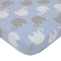 NoJo Dreamer Elephant Blue, Grey 8 Piece Nursery Crib Bedding Set - BIG FRENCHIES