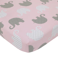 NoJo The Dreamer Pink and Grey Elephant 8 Piece Nursery Crib Bedding Set - BIG FRENCHIES