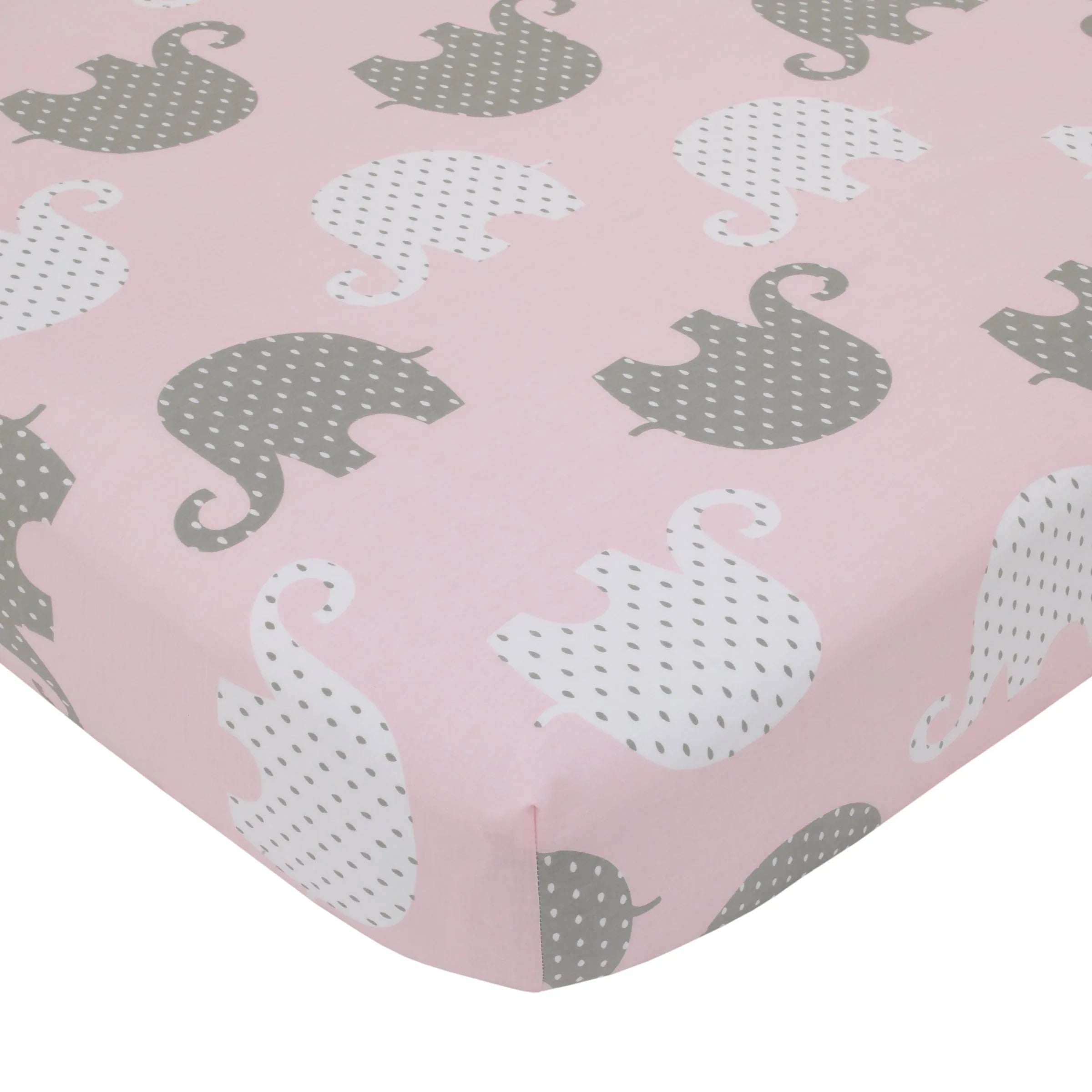 NoJo The Dreamer Pink and Grey Elephant 8 Piece Nursery Crib Bedding Set - BIG FRENCHIES