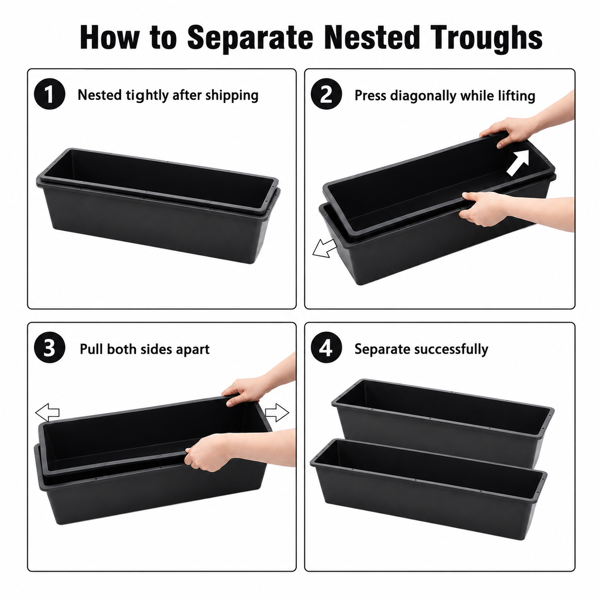 2-piece Dual-purpose Plastic Livestock Feed Trough Suitable For Daily Feeding Of Horses, Goats, Pigs And Other Animals W