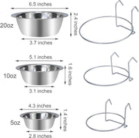 Pet Bowl Stainless Steel Hanging Food Water Bowls Bird Cage Feeder for Birds, Parrots, Small Sized Dogs and Cats (S) - BIG FRENCHIES