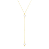 14k Yellow Gold Lariat Necklace with Pearls