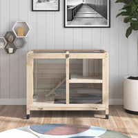 Rabbit Hutch with Wheels, Desk and Side Table Sized, Wooden Rabbit Cage, Waterproof Small Bunny Cage with Removable Tray