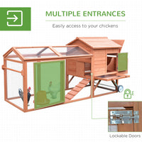 96.5" Chicken Coop Wooden Hen House Poultry Cage Pen Portable with Wheels and Nesting Box, Chicken Cage for Backyard Out