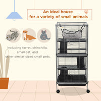 4-Tier Rolling Small Animal Cage, Deluxe Guinea Pig Cage, Ferret Cage for Mink Chinchilla Kitten Rabbit