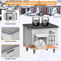 Heated Outdoor Cat House Insulated Elevated Escape Door 2 Sizes