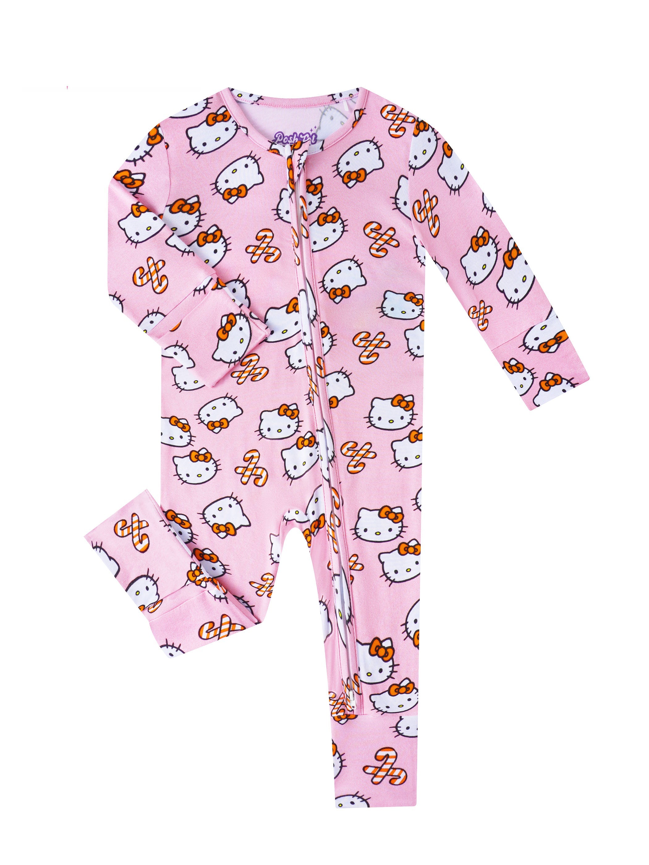 PoshTOT Sanrio Hello Kitty Pink Bamboo Baby Convertible Zippy Romper
