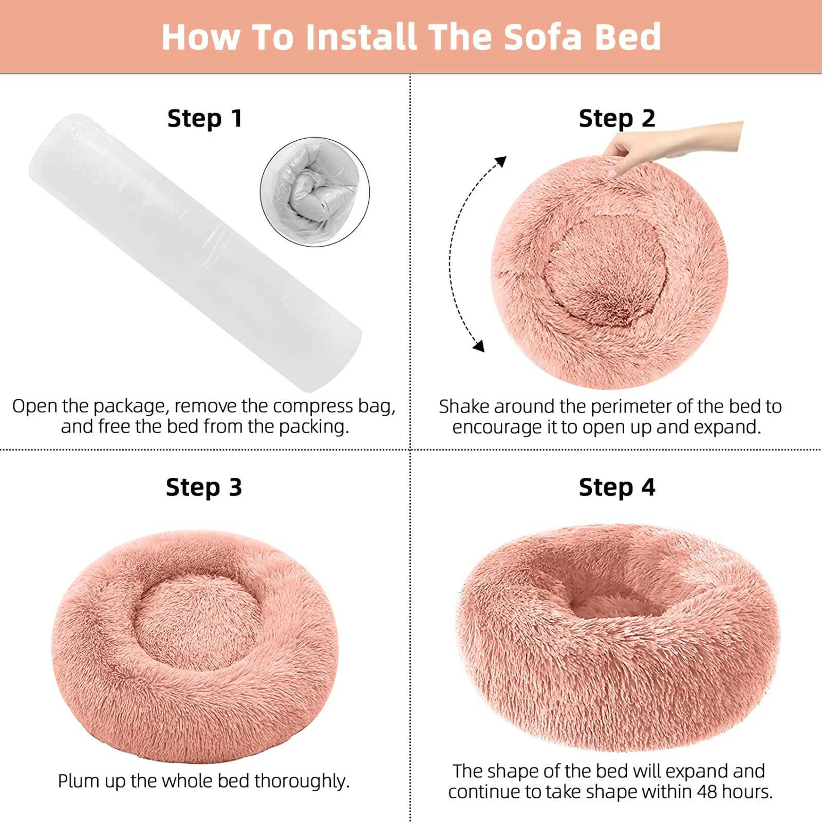 Cozy Donut Dog Bed: Anti-Anxiety & Self-Warming Comfort - BIG FRENCHIES