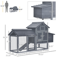 Chicken Coop Kit 59 Outdoor Solid Wood Enclosed House Ventilation Gray