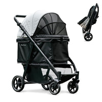 Pet Stroller 4 Wheel Dog Cat Foldable Removable Carrier 33lb Black