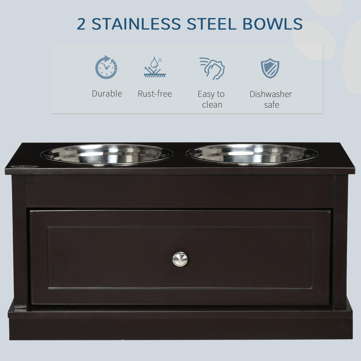Large Elevated Dog Bowls with Storage Drawer Containing 11L Capacity, Raised Dog Bowl Stand Pet Food Bowl Dog Feeding St