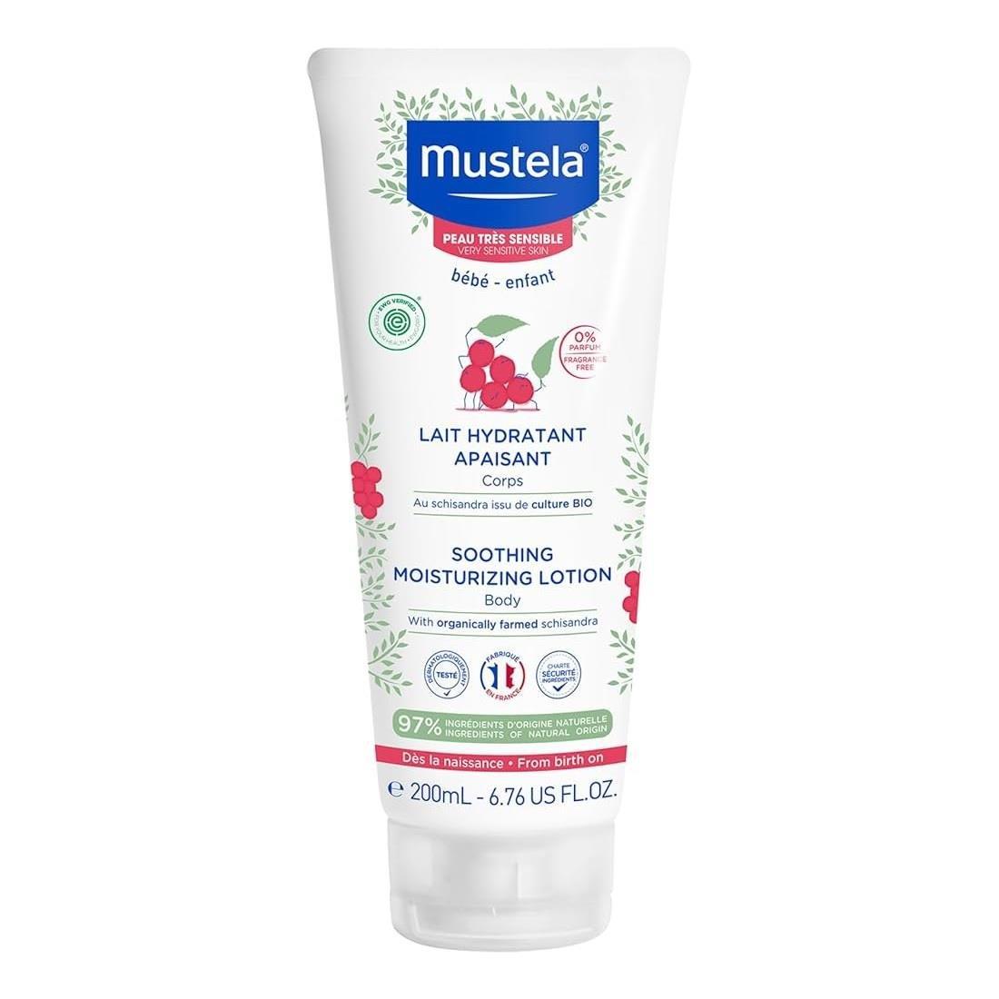 Mustela Baby Lotion for Very Sensitive Skin: Newborn Moisturizer - Hypoallergenic, Fragrance-Free, Natural Skincare & Eczema Relief (6.76 fl oz)