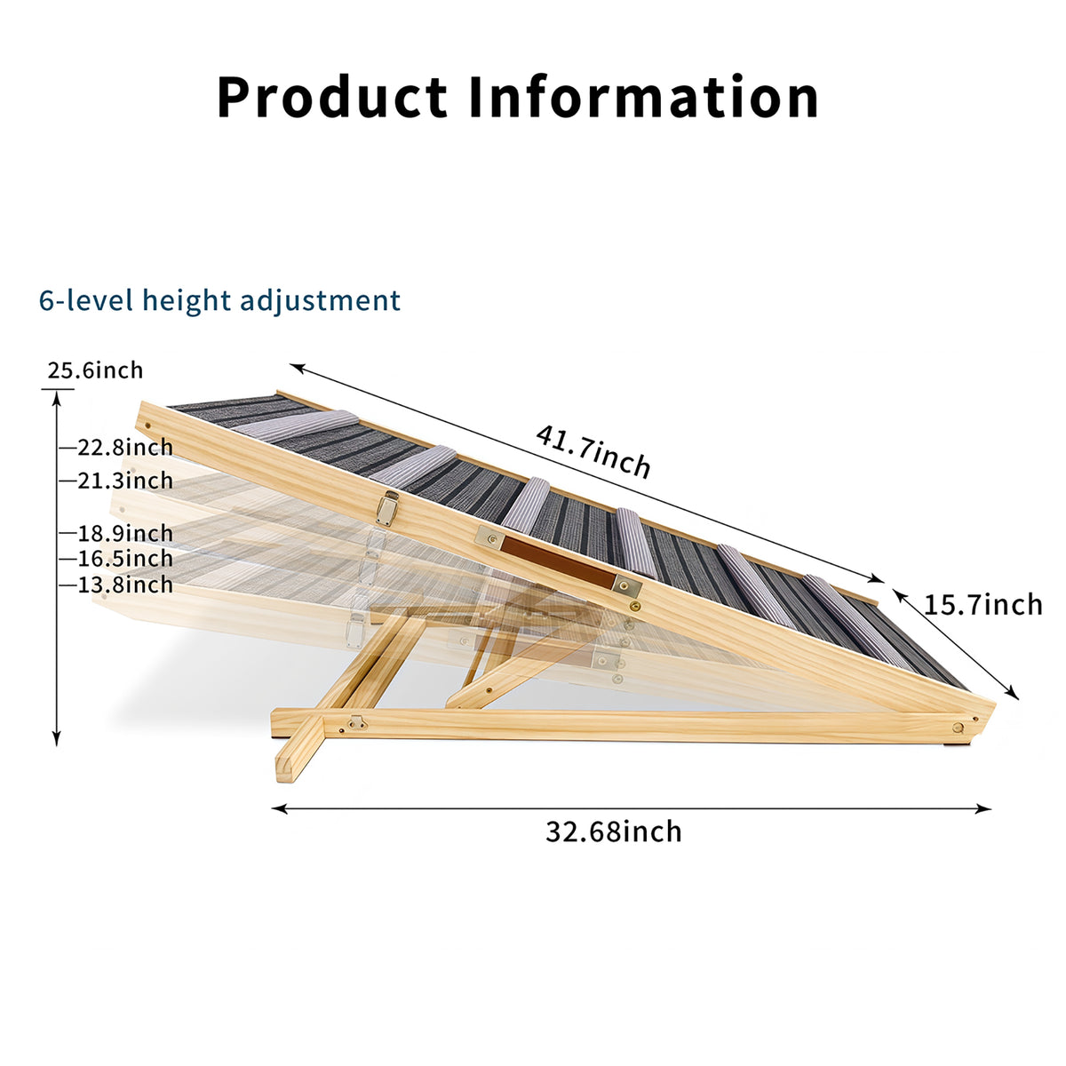 2026 Upgraded Dog Ramp for Couch, Small Dog Ramp for Sofa, 6 Adjustable Height from 14'' to 25", Portable Stable Pet Ste