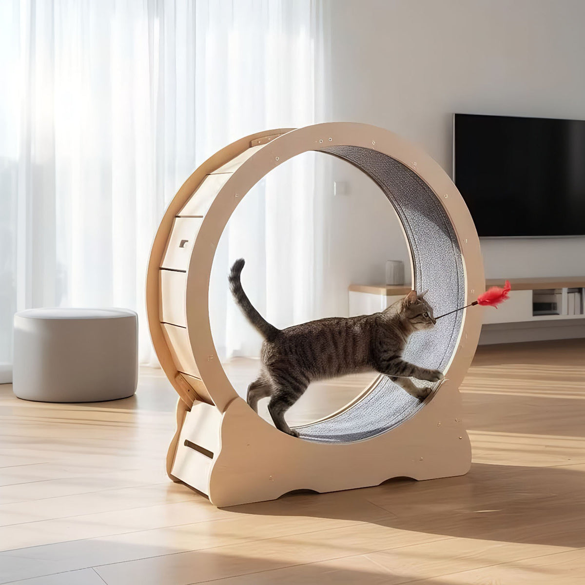 Cat Wheel, Large Cat Treadmill for Indoor Pets, Cats Exercise Running Wheel with Detachable Carpet, Quiet and Sturdy, Su