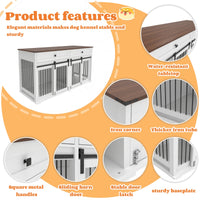 63'' Large Dog Crate Furniture For Double Dog, Wooden Dog Kennel With 2 Drawers,Divider And Sliding Door, Water Resistan