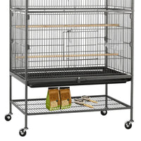Metal 52-Inch Large Rolling Bird Cage with 3 Perches 4 Feeders - BIG FRENCHIES
