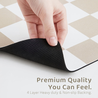 Dog Feeding Mat, Absorbent Mats For Dog Food And Water Bowl, Dispenser, Retro Aesthetic Khaki Beige Checkerboard Pet Pla
