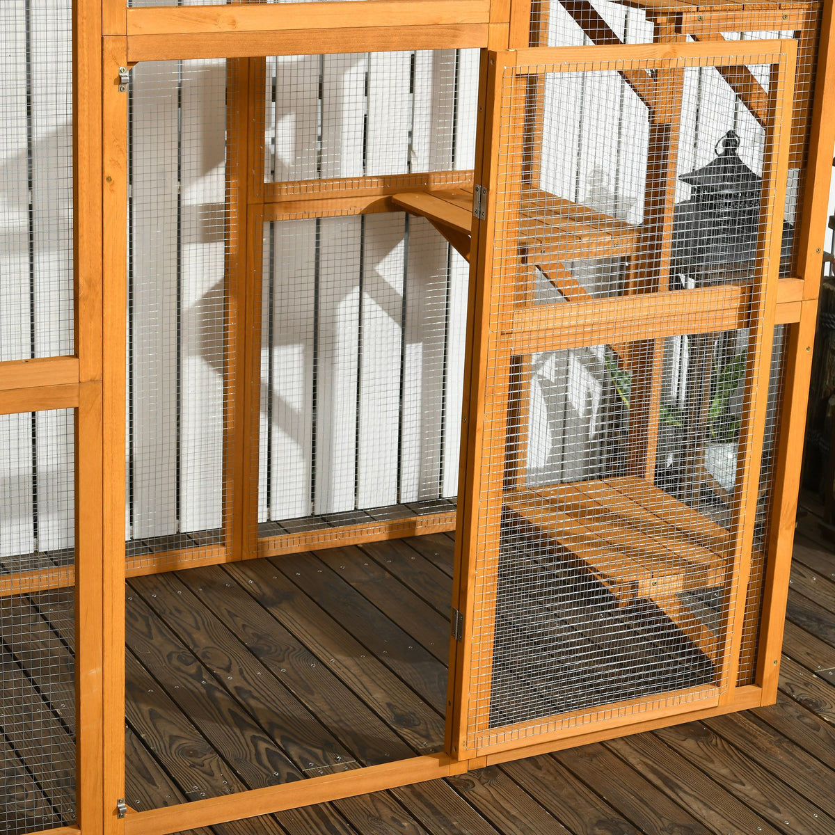 Outdoor Cat House Big Catio Wooden Feral Cat Shelter Enclosure with Large Spacious Interior, 6 High Ledges, Weather Prot