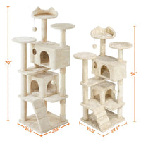 Ultimate 70" Double Condo Cat Tree with Scratching Posts - Creamy Comfort for Your Feline Friends! - BIG FRENCHIES