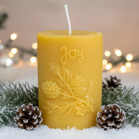 Joy Pinecone Beeswax Pillar Candle - BIG FRENCHIES