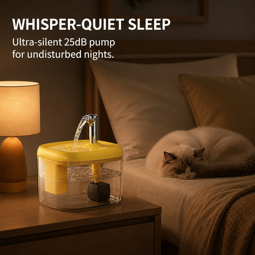 2.5L Pet Water Fountain, Automatic Circulating Cat Water Dispenser With Transparent Water Tank, Quiet Drinking Water Bow
