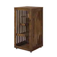 Basia Indoor Rubber Wood Cat Cabinet with Wheels, Ventilated Indoor Cat Condo with Multi-Level Shelves & Lockable Door, 