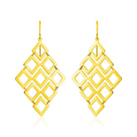 14k Yellow Gold Earrings with Polished Open Diamond Motifs