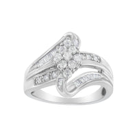 10K White Gold 1/2 cttw Diamond Cluster Ring (H-I Clarity, I2-I3 Color) - Size 6