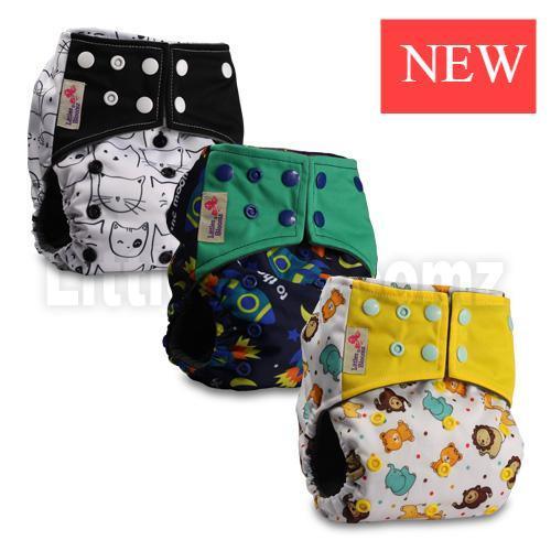 Modern Luxury Printed Washable Real Cloth Pocket Nappy,3 nappies/diapers Set For Girls and Boys Baby In Elegant Style - BIG FRENCHIES