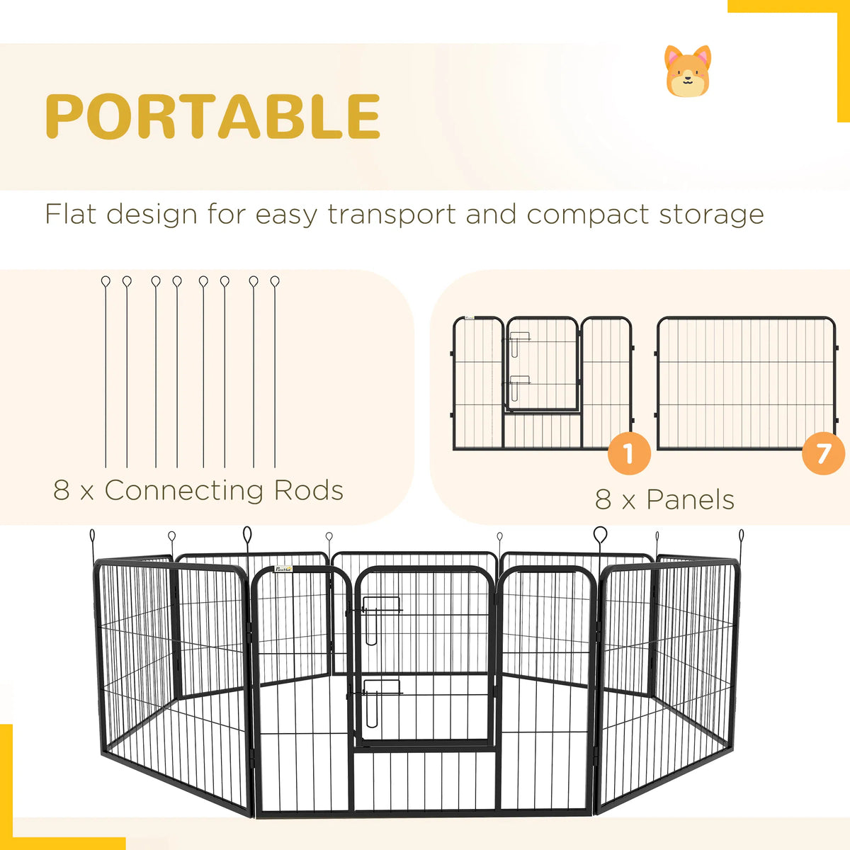 8 Panel Heavy Duty Dog Playpen 23.5" Height for Small Medium Dogs