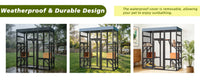 Large Outdoor Cat Enclosure Catio with 5 Platforms & 2 Napping Houses, Secure Metal Wire, Easy Assembly for Indoor & Out