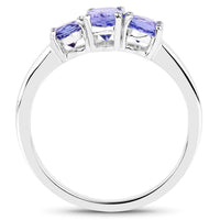 0.90 Carat Genuine Tanzanite .925 Sterling Silver Ring