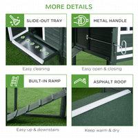 84" Wooden Chicken Coop, Hen House Outdoor with Run Nesting Box, Asphalt Roof, Removable Tray, Ramp, Poultry Cage for 2-