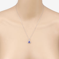 1.71 Carat Genuine Tanzanite and White Diamond 14K White Gold Pendant