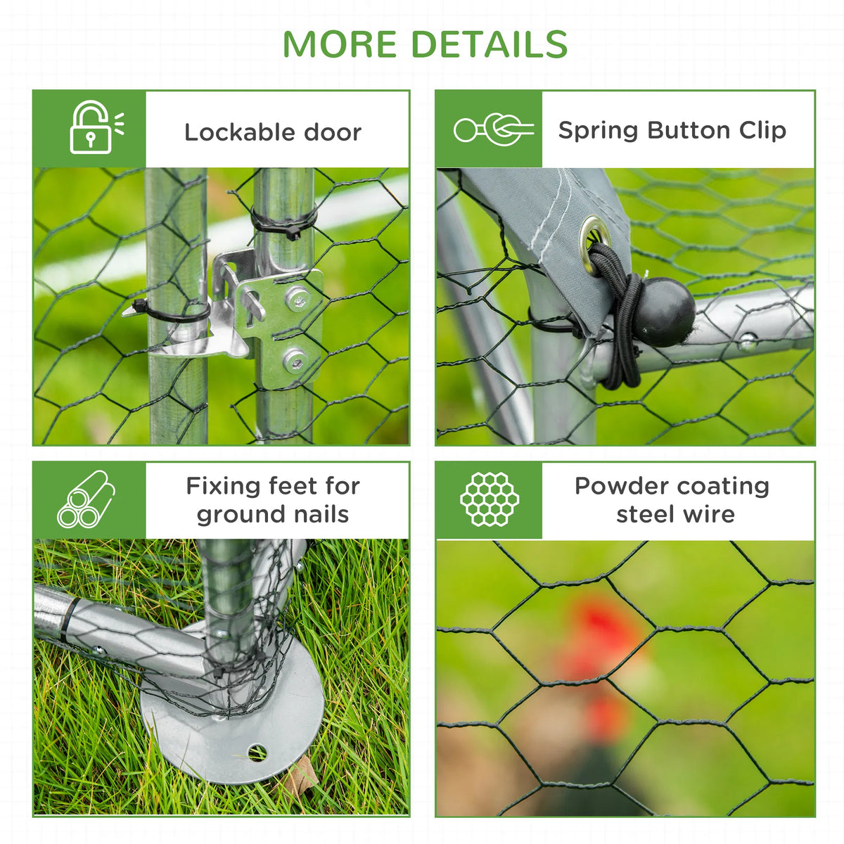Walk In Chicken Run, Large Galvanized Chicken Coop, Hen Poultry House Cage, Rabbit Hutch Metal Enclosure with Water-Resi