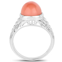 6.00 Carat Genuine Peach Moonstone .925 Sterling Silver Ring