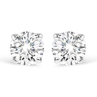 IGI Certified 14K White Gold 1.0 Cttw 4-Prong Set Brilliant Round-Cut Solitaire Natural Diamond Push Back Stud Earrings (G-H Color, I1-I2 Clarity)