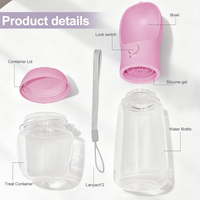 Portable Dog Water Bottle With Food Container, Drinking Bottle For Travel 2 In 1 Dog Water Bowl, Leak Proof Pet Water Di