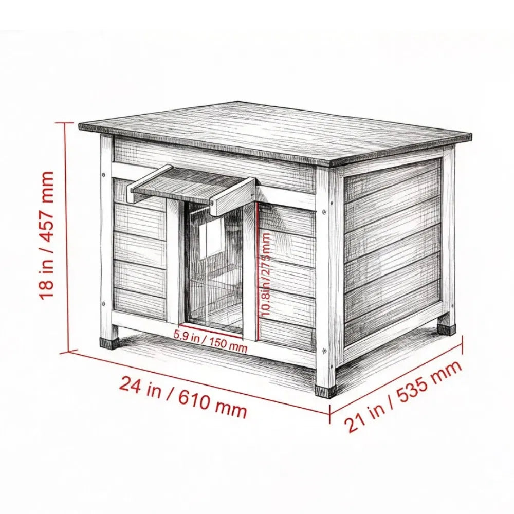 Wooden Cat House with Easy to Clean and Waterproof Protection for Outdoor