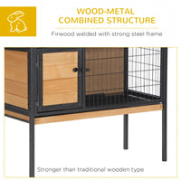 PawHut Rabbit Hutch Elevated Bunny Cage Small Animal Habitat With Metal Frame, No Leak Tray, Metal Wire Pan, Openable Wa