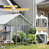 95" Extra Large Metal Outdoor Catio with Waterproof Cover, 2 Resting Boxes, 7 Jumping Platforms, for Multiple Cats