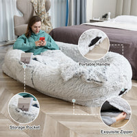 Human Dog Bed - 63 In X 31.4 In X 9.5 In Washable Faux Fur Lounger For Adults & Pets, Cushion With Orthopedic Support, I