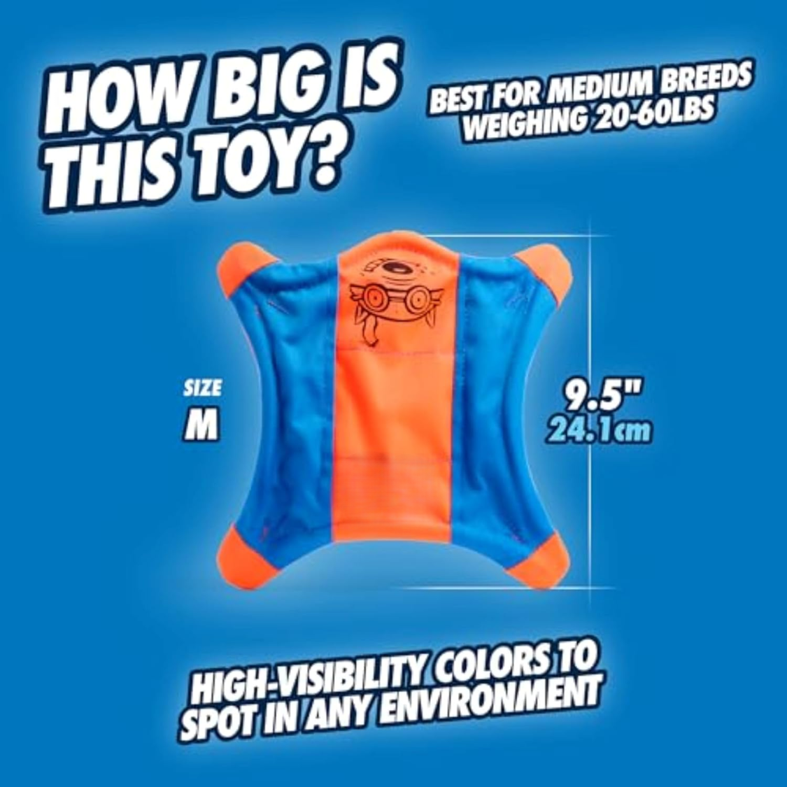 Flying Squirrel Fetch Dog Toy - Water Floating Flyer - Soft And Durable Polyester Canvas Construction