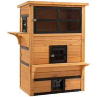 3-Tier Kitty Shelter With 5 Escape Doors, Weather Resistant, Yellow & Black