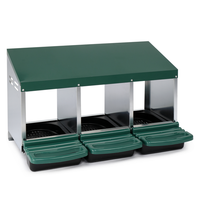 3 Compartment Roll Out Chicken Nesting Box With Plastic Basket, Egg Nest Box Chicken Laying Box Hens Chicken Coop Box, G