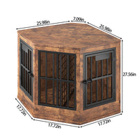 Corner Dog Crate Furniture Modern Indoor Dog Cage Decorative Pet House TV Stand For Medium And Large Sized Dogs Brown